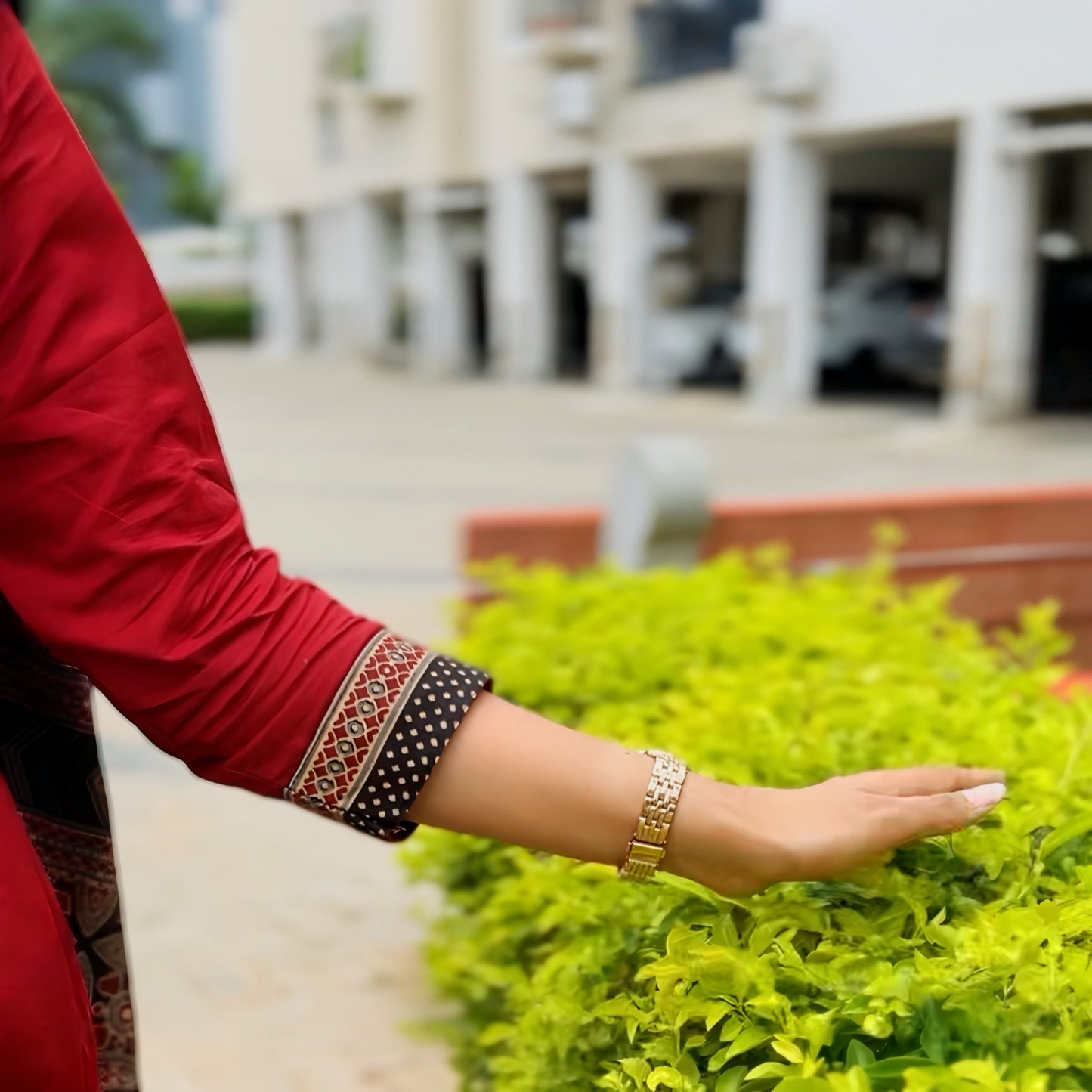 Maroon Cotton Salwar Suit with Mirror Embroidered Yoke | Threads & Twirls
