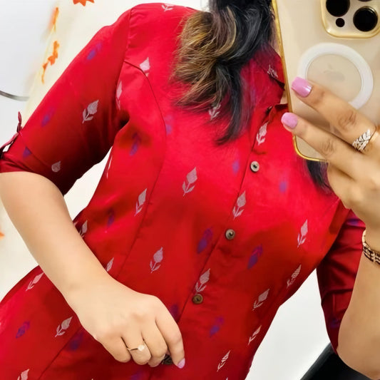 Jessie - Kurta Pant Set - Red / Blue / Black | Threads & Twirls