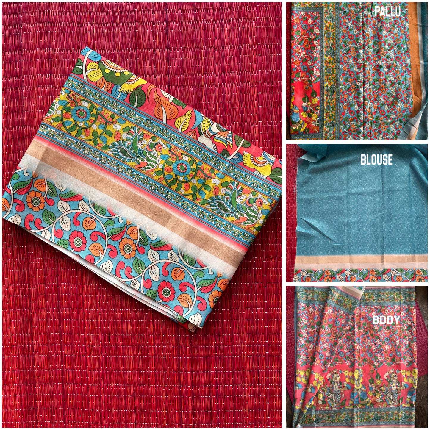 Mriksha Digital Printed Floral Saree with Contrast Blouse | Soft & Elegant | Threads & Twirls