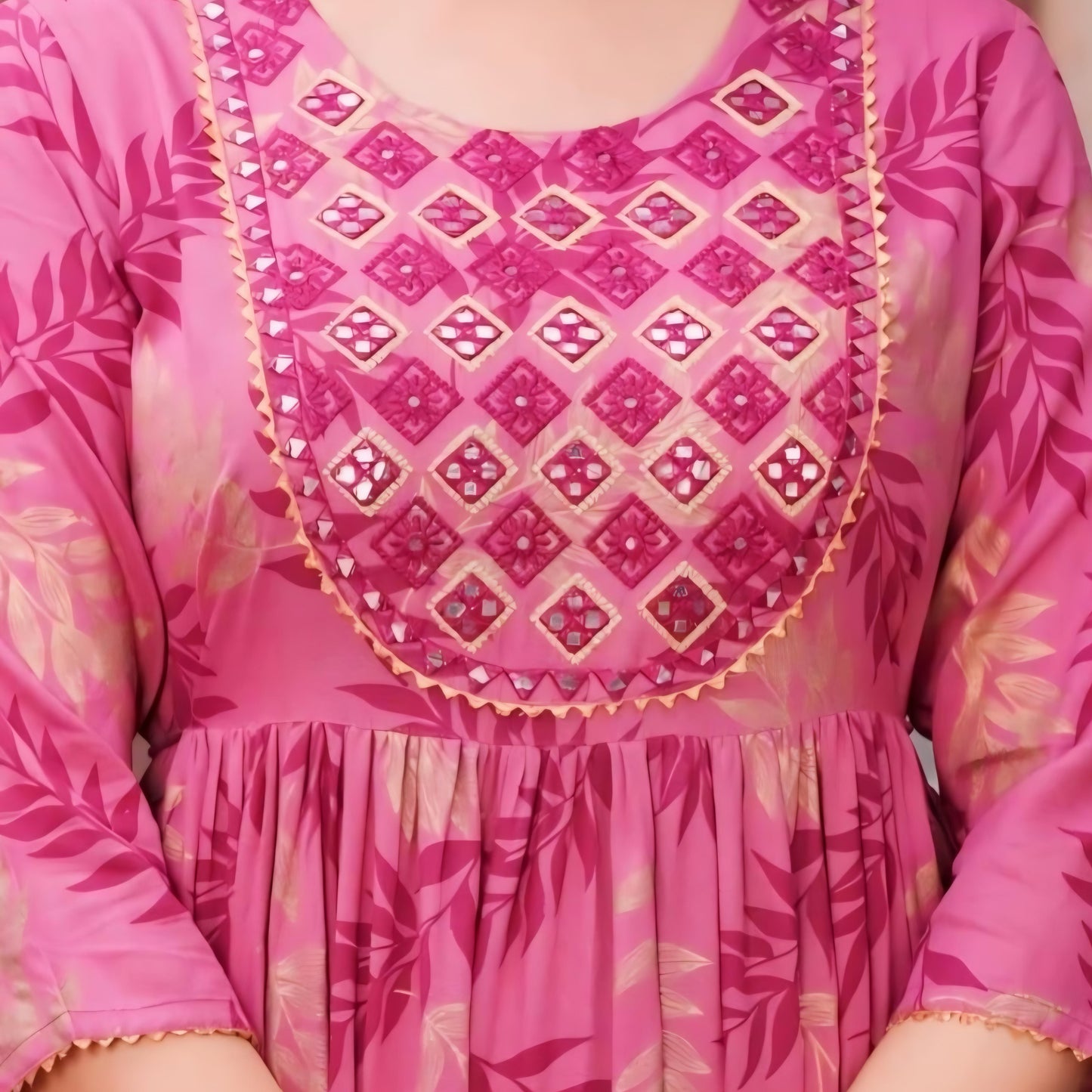 Printed Anarkali Kurta - Onion pink | Threads & Twirls
