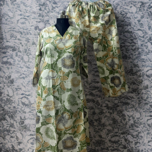 Women's Floral Cotton Co-ord Set with V-Neck & Pocket | Breathable Daily Wear