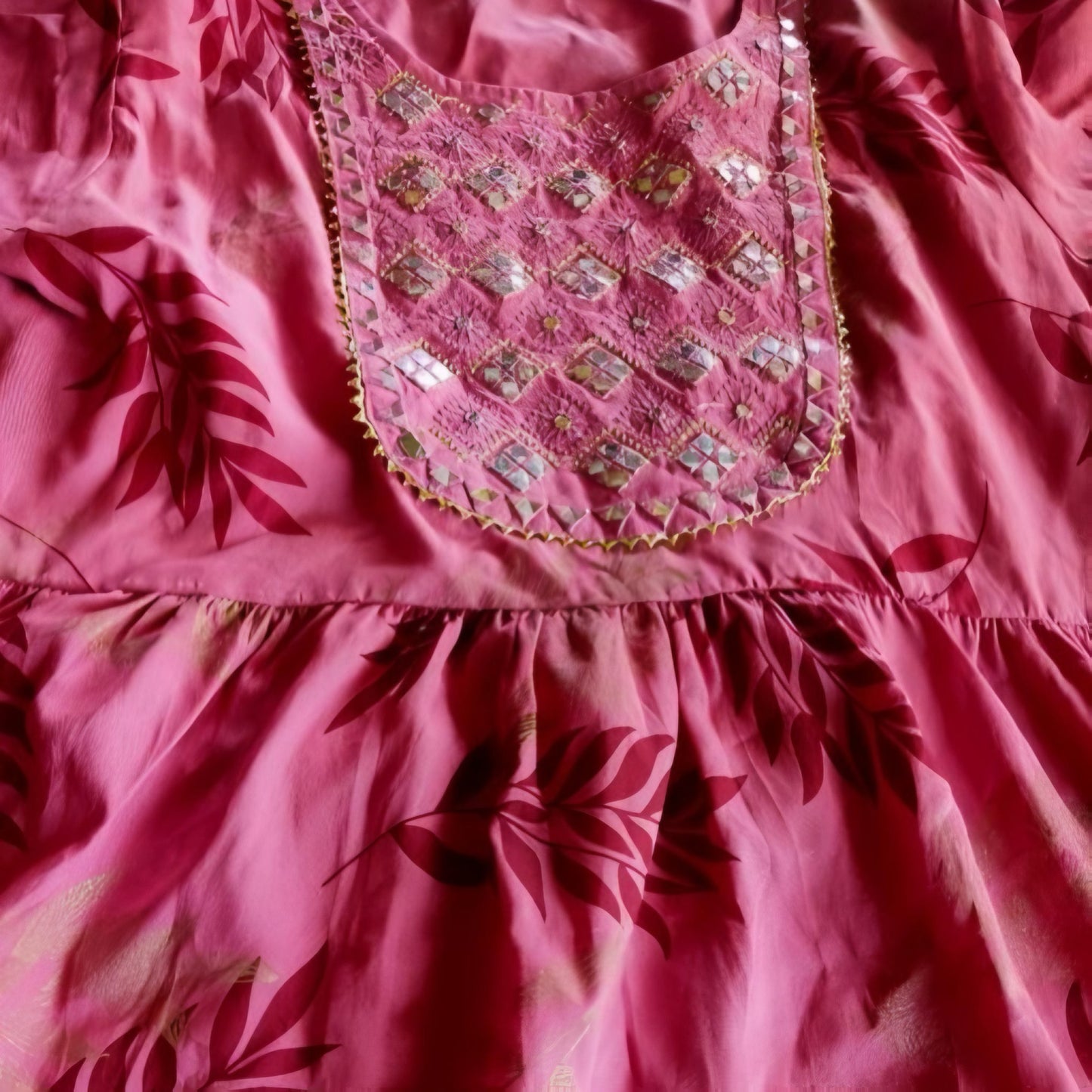 Printed Anarkali Kurta - Onion pink | Threads & Twirls