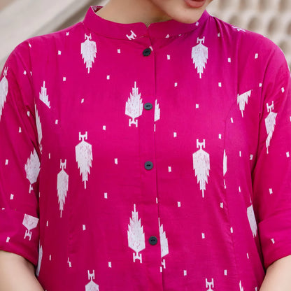 Ayesha - Printed Kurta Pant Set - Pink | Threads & Twirls