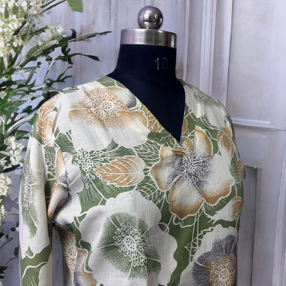 Women's Floral Cotton Co-ord Set with V-Neck & Pocket | Breathable Daily Wear