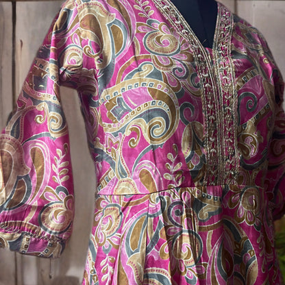 Pink Multicolor Printed Kurta Pant Set with Embellished Yoke and Soft Dupatta – Festive Ethnic Wear