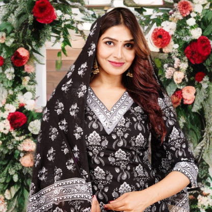 Riya - Afghani Suit Set - Black | Threads & Twirls