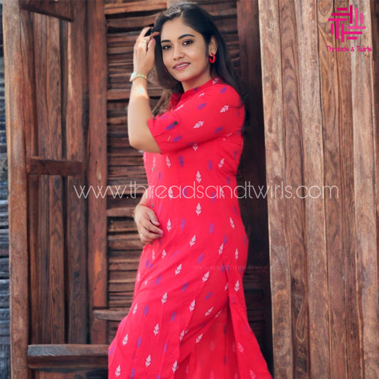 Jessie - Kurta Pant Set - Red / Blue / Black | Threads & Twirls