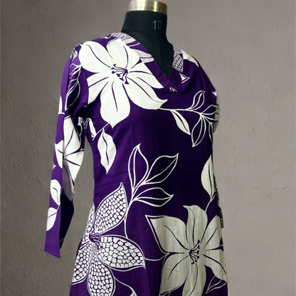 Premium Cotton Coord Set in Purple with Bold White Floral Print – Casual & Lounge Wear