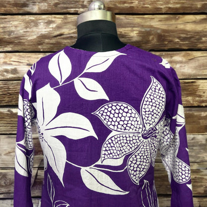 Premium Cotton Coord Set in Purple with Bold White Floral Print – Casual & Lounge Wear