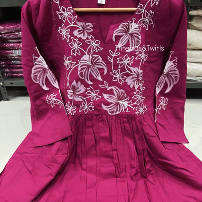 Aanya - Embroidered suit set - Magenta Pink | Threads & Twirls