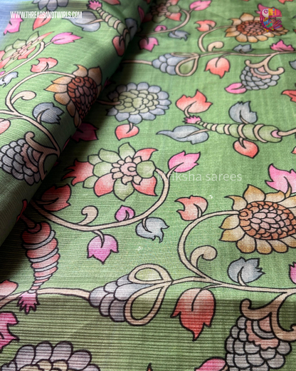 Kota Doria Ombre Saree with Mirror Work & Floral Printed Blouse – Mriksha Sarees