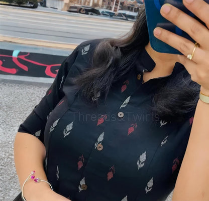 Jessie - Kurta Pant Set - Red / Blue / Black | Threads & Twirls