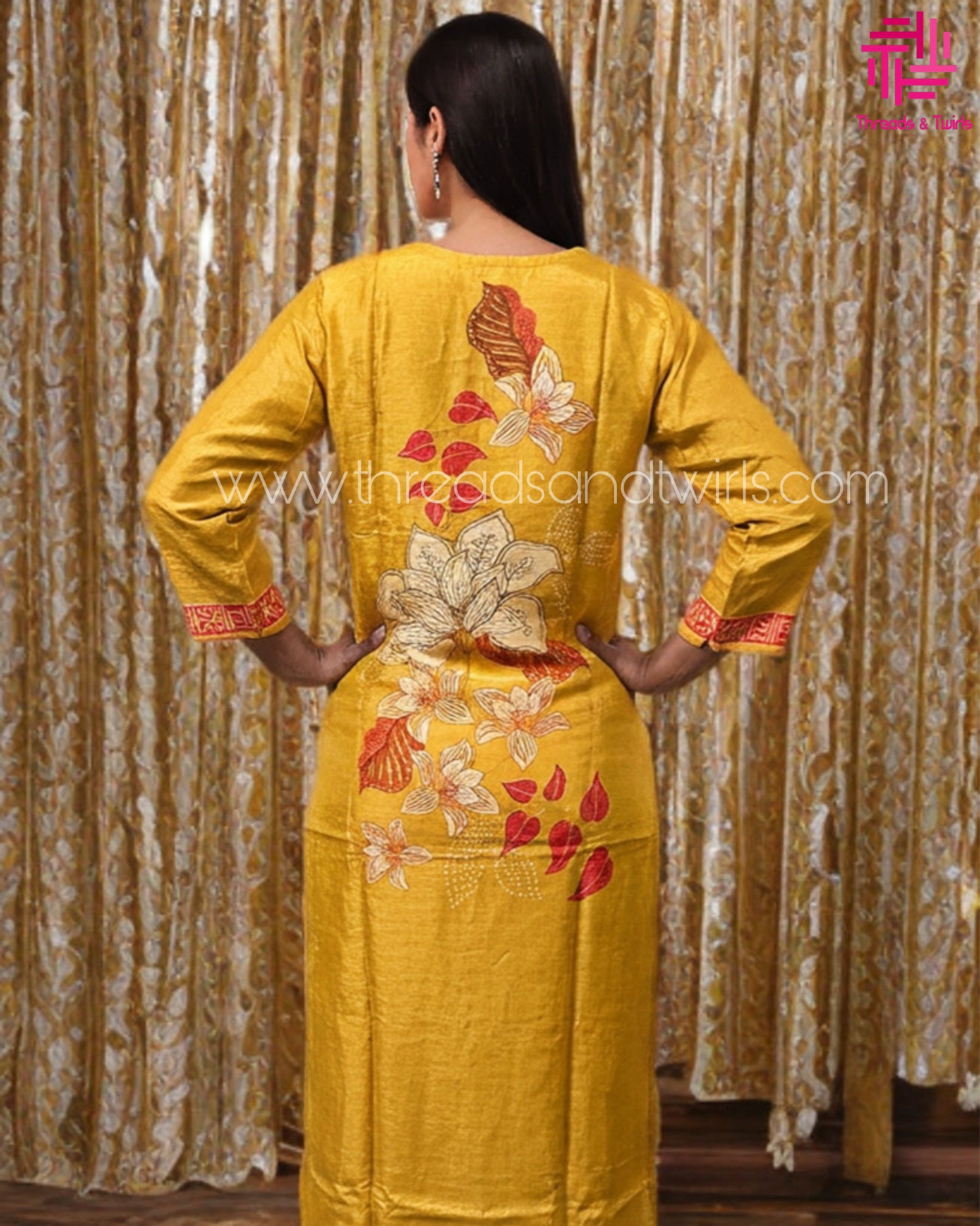 Yellow Muslin Salwar Suit with Printed Dupatta | Threads & Twirls