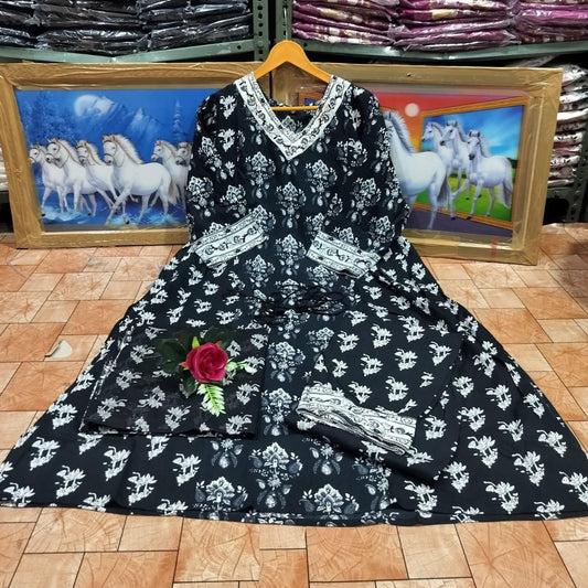 Riya - Afghani Suit Set - Black | Threads & Twirls