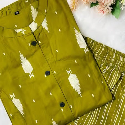 Ayesha - Printed Kurta Pant Set - Green | Threads & Twirls