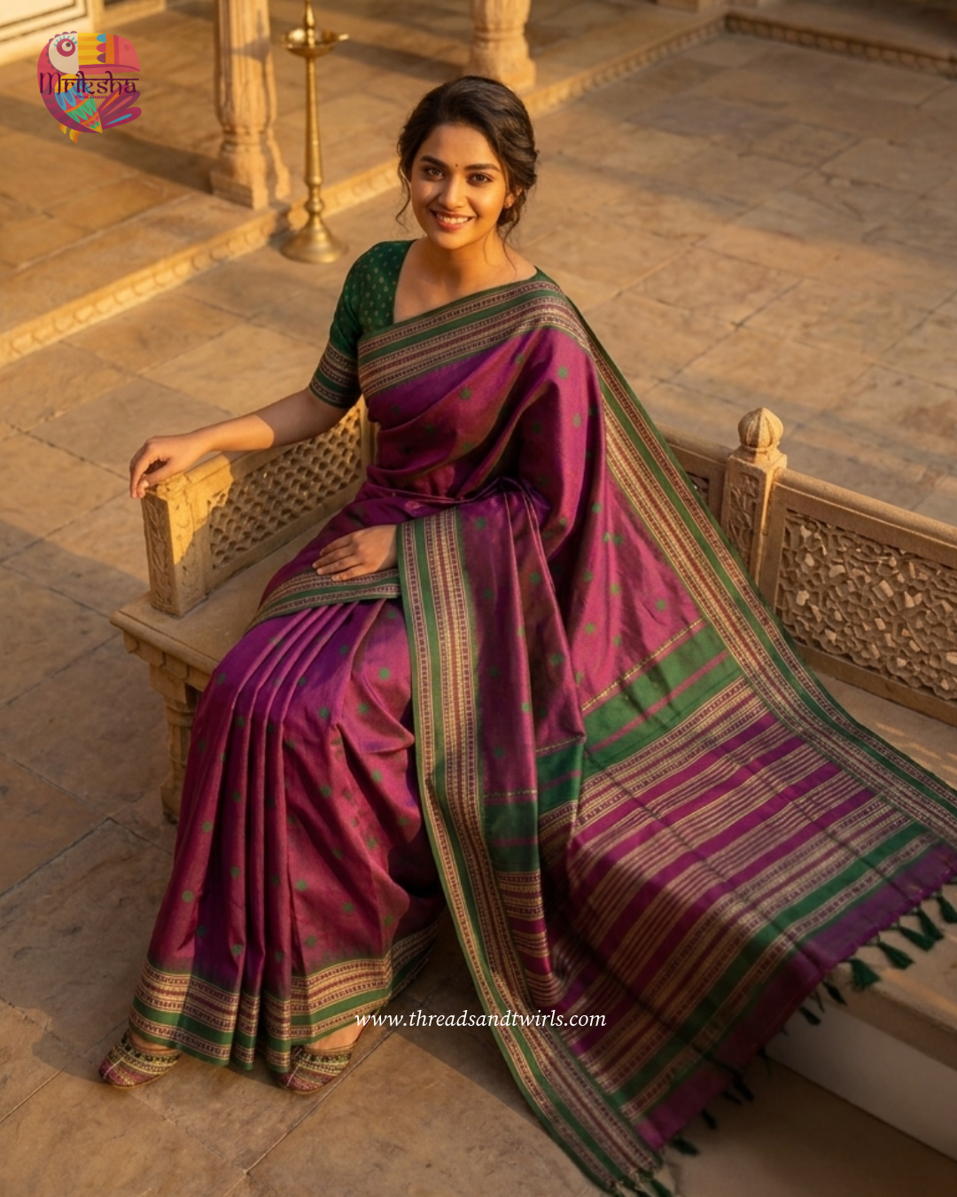 Mriksha Sarees Fancy Silk Polka Dot Saree with Matching Blouse | Designer Border & Tassel Pallu | ₹1499