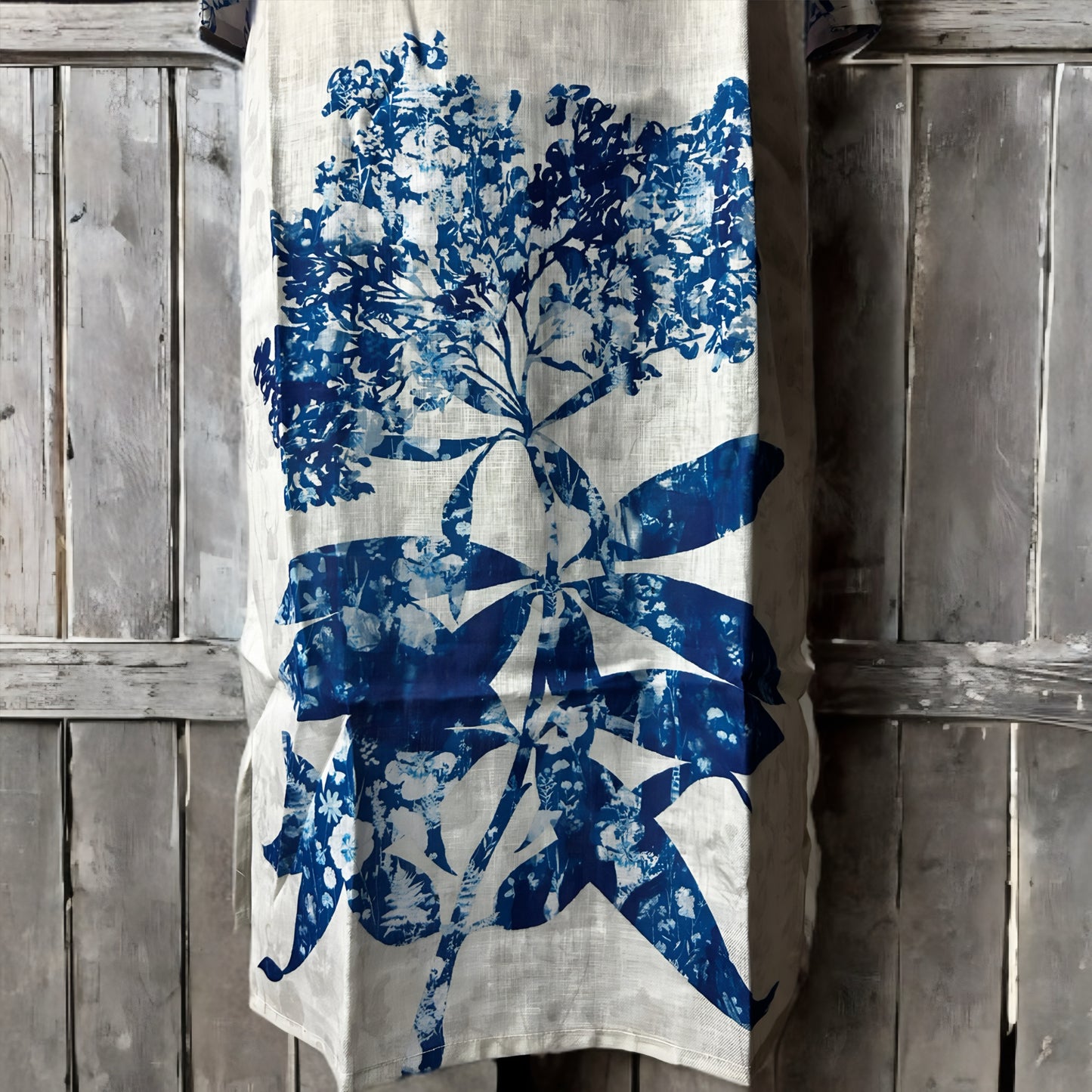 White Cotton Blend Salwar Suit with Blue Floral Print & Dupatta | Threads & Twirls