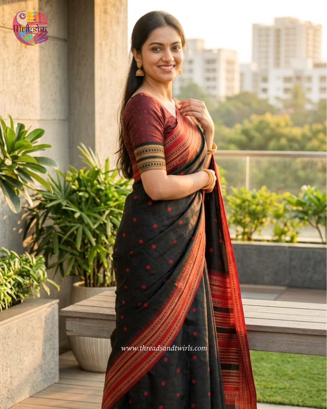 Mriksha Sarees Fancy Silk Polka Dot Saree with Matching Blouse | Designer Border & Tassel Pallu | ₹1499