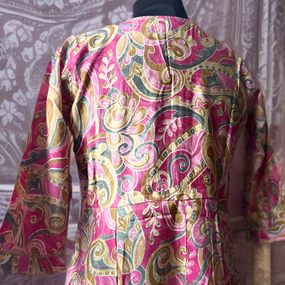 Pink Multicolor Printed Kurta Pant Set with Embellished Yoke and Soft Dupatta – Festive Ethnic Wear