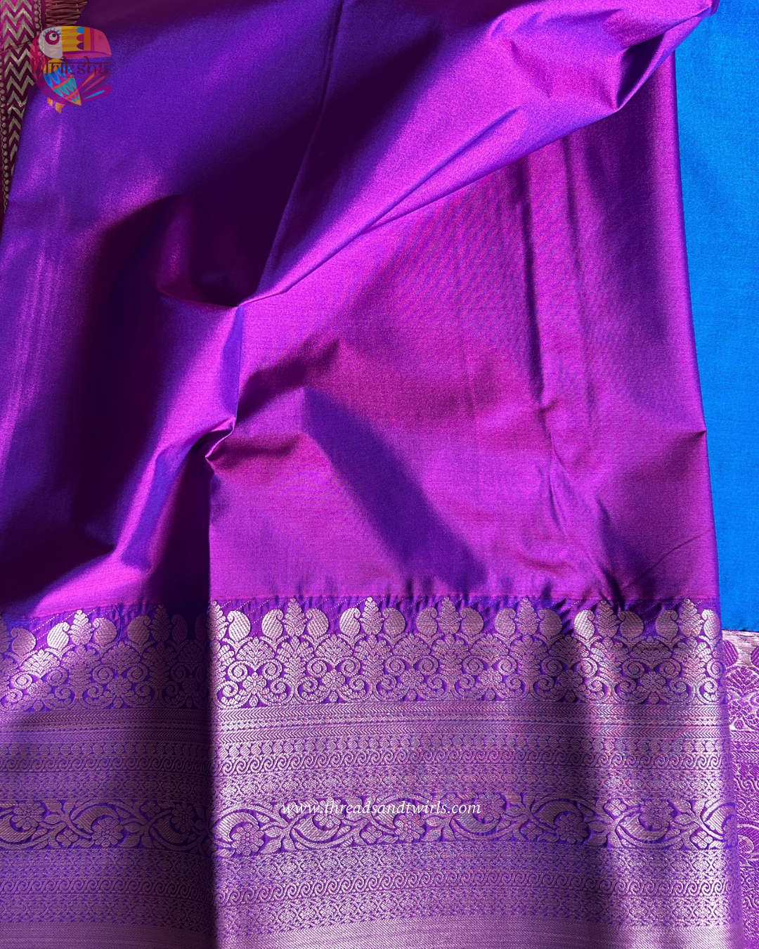 Blue & Pink Checked Semi Silk Saree with Zari Border & Contrast Blouse – Mriksha Sarees