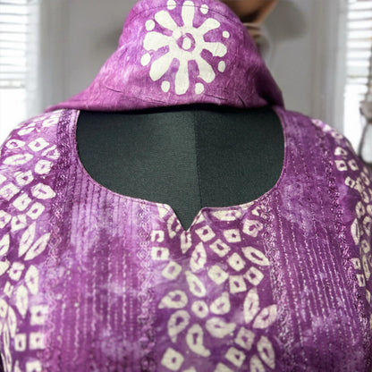 Purple Bandhani Print Kurtha Set with Dupatta & Pant – Traditional Elegance with Contemporary Comfort