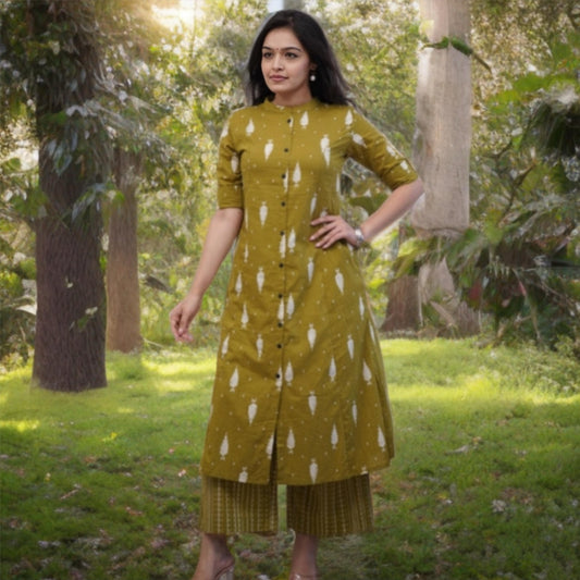 Ayesha - Printed Kurta Pant Set - Green | Threads & Twirls