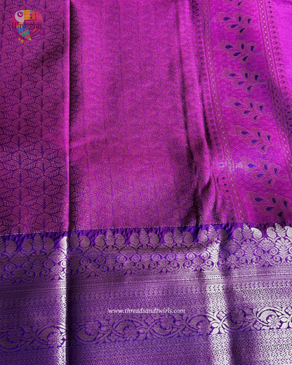 Blue & Pink Checked Semi Silk Saree with Zari Border & Contrast Blouse – Mriksha Sarees