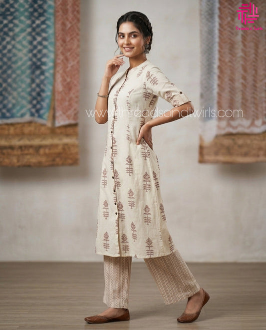 Kurta Pant Set - White | Threads & Twirls