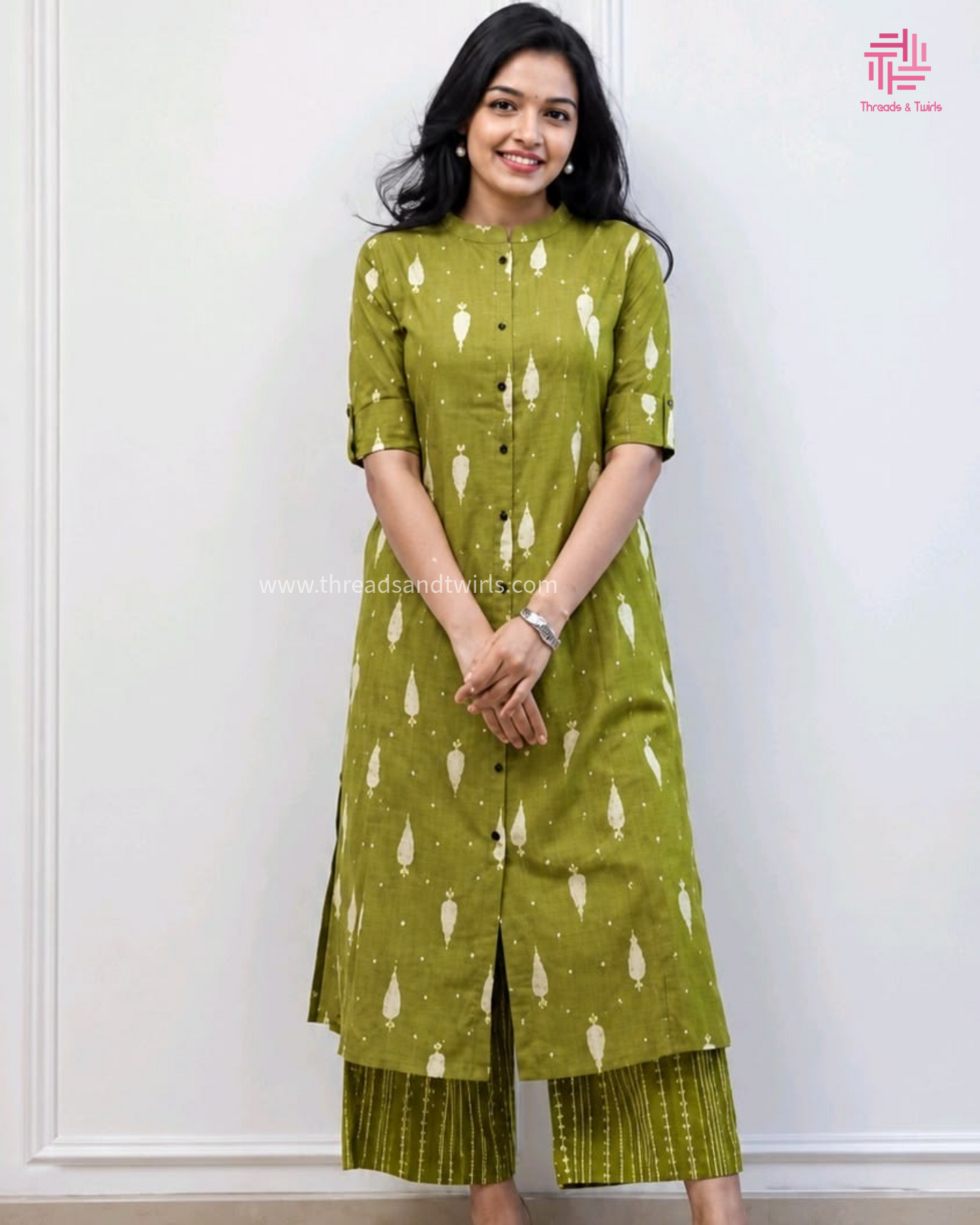 Ayesha - Printed Kurta Pant Set - Green | Threads & Twirls