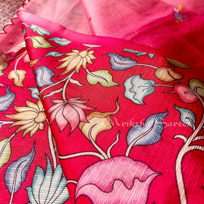 Kota Doria Ombre Saree with Mirror Work & Floral Printed Blouse – Mriksha Sarees