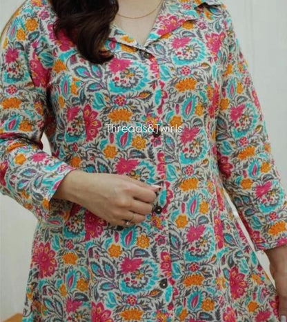 Multicolor Floral Cotton Coord Set | Threads & Twirls