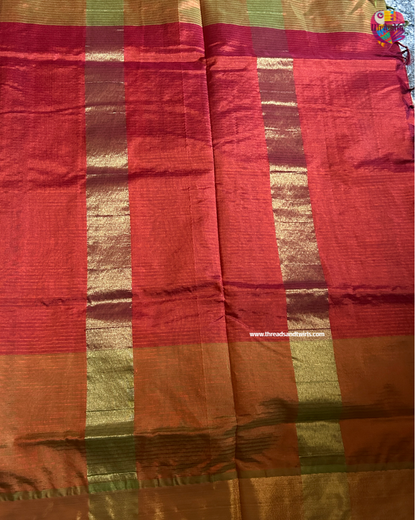 Multicolor Palum Pazhamum Checks Kanchipuram Silk Cotton Saree with Zari Border | Mriksha Sarees