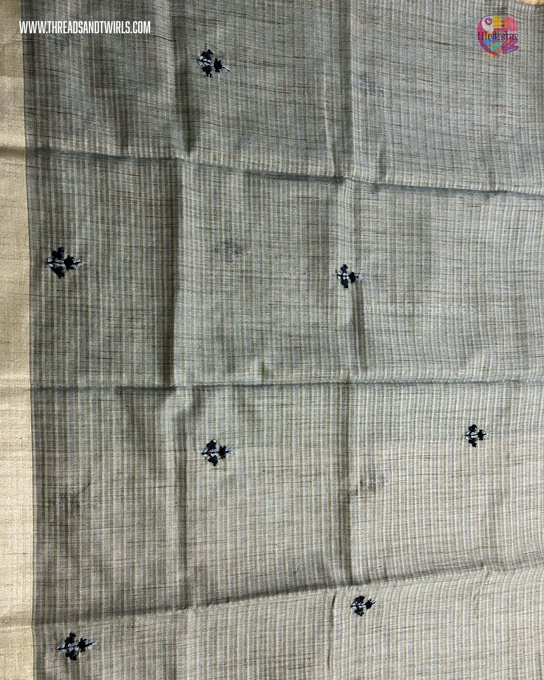 Handwoven Tissue Linen Saree with Heavy Embroidered Pallu & Contrast Beige Blouse | Pink & Blue | Mriksha Sarees