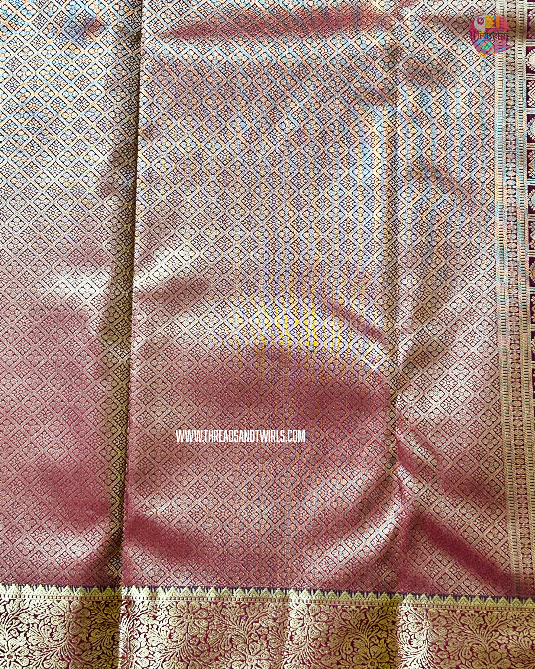Kancheepuram Semi Silk Saree with Rich Zari Border & Matching Blouse | Purple & Maroon | Mriksha Sarees