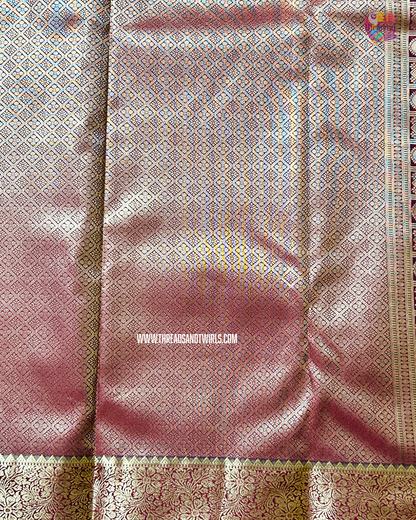 Kancheepuram Semi Silk Saree with Rich Zari Border & Matching Blouse | Purple & Maroon | Mriksha Sarees