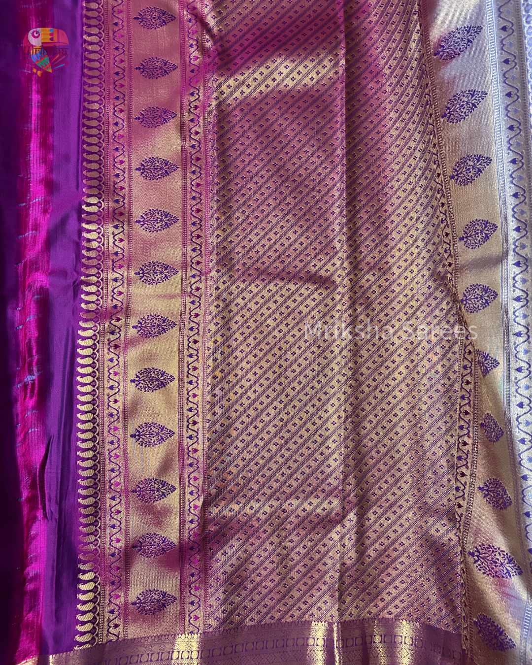 Pastel Lavender Semi Silk Saree with Vaira Oosi Pattern & Peacock Motifs | Contrast Beetroot Purple Border & Pallu | Mriksha Sarees
