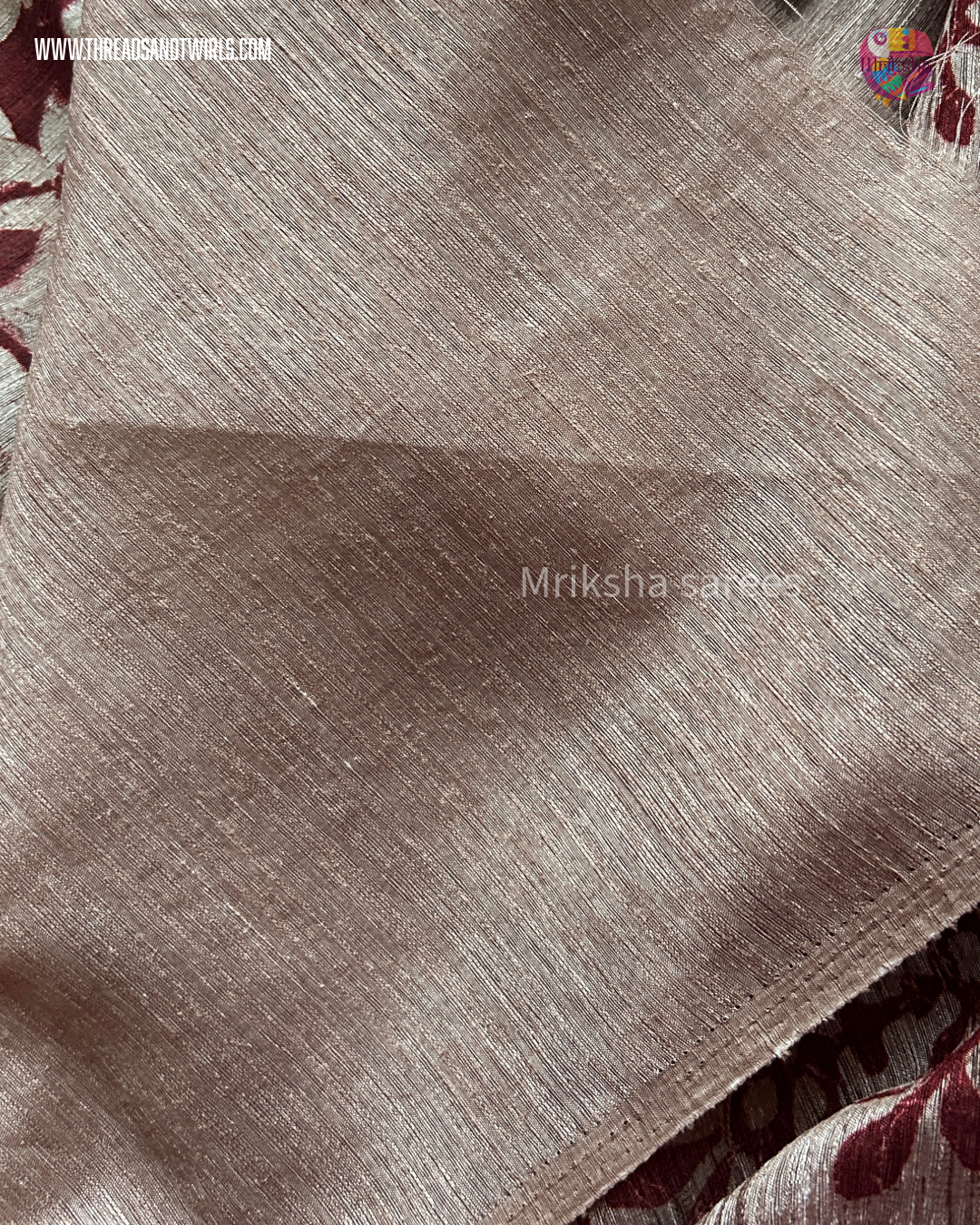 Pure Cotton Floral / Geometric Printed Saree with Plain Blouse |Royal Blue, Red, Bluish Grey & Chocolate Brown | Threads & Twirls