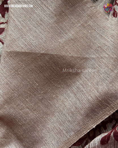 Pure Cotton Floral / Geometric Printed Saree with Plain Blouse |Royal Blue, Red, Bluish Grey & Chocolate Brown | Threads & Twirls
