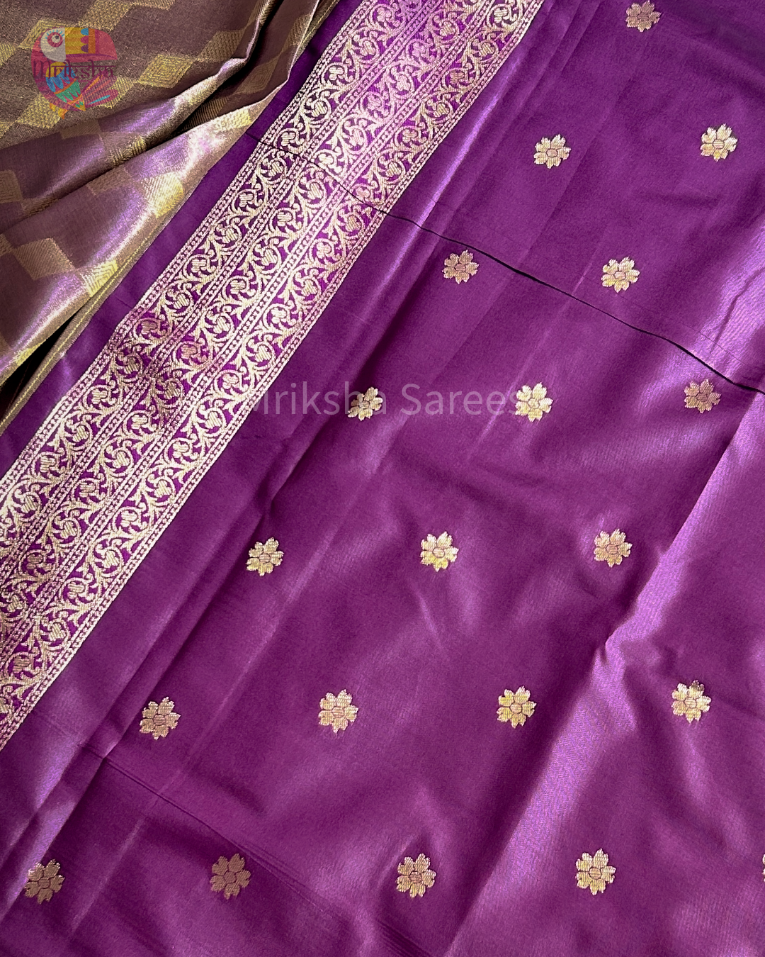 Banarasi Tissue Saree with Zari Border | Diamond Print | Dark Shaded Blouse | Premium Party & Wedding Wear | Threads & Twirls