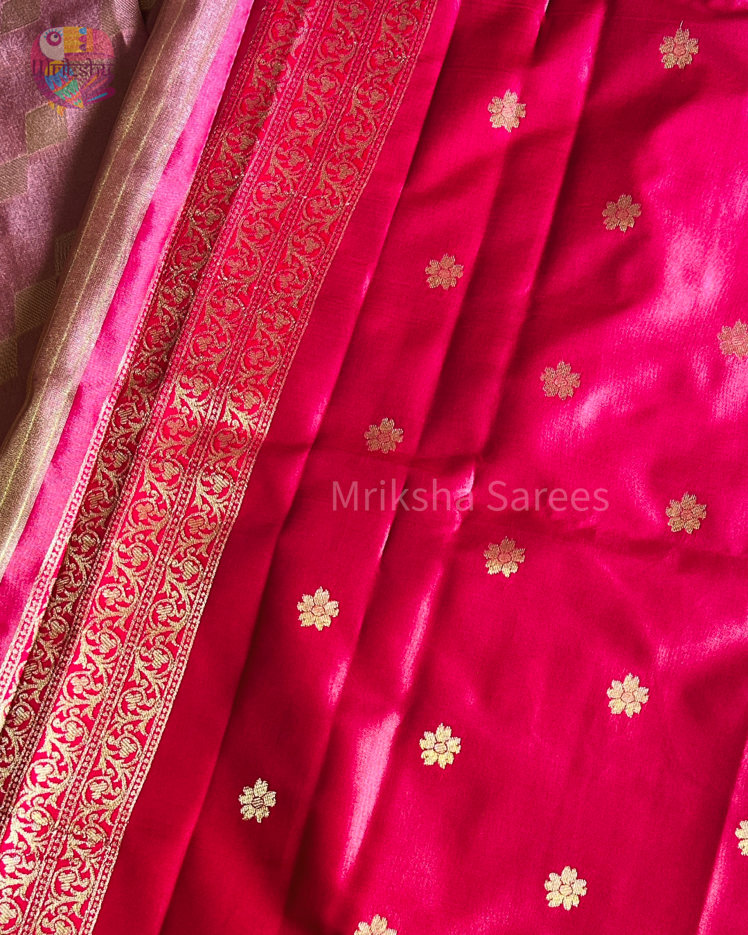 Banarasi Tissue Saree with Zari Border | Diamond Print | Dark Shaded Blouse | Premium Party & Wedding Wear | Threads & Twirls