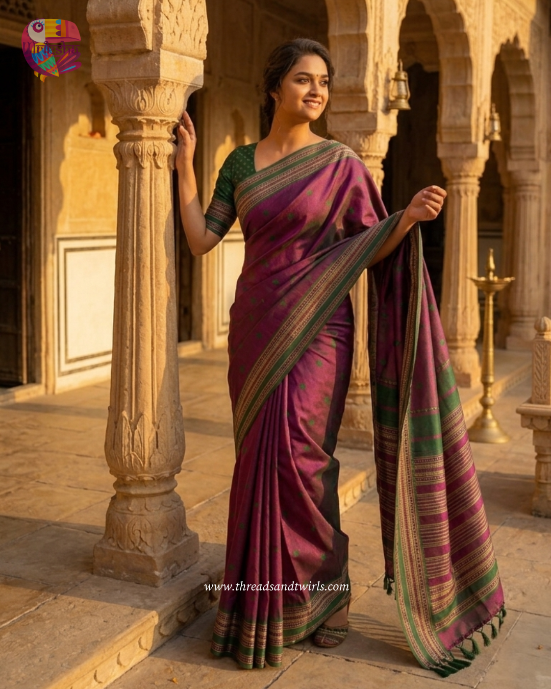Mriksha Sarees Fancy Silk Polka Dot Saree with Matching Blouse | Designer Border & Tassel Pallu | ₹1499