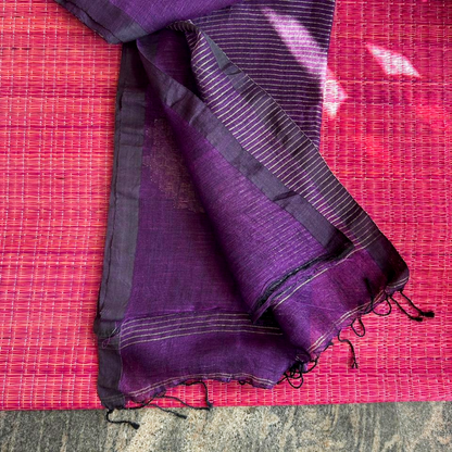 Pure Linen Jamdani Saree – Purple | Mriksha Sarees