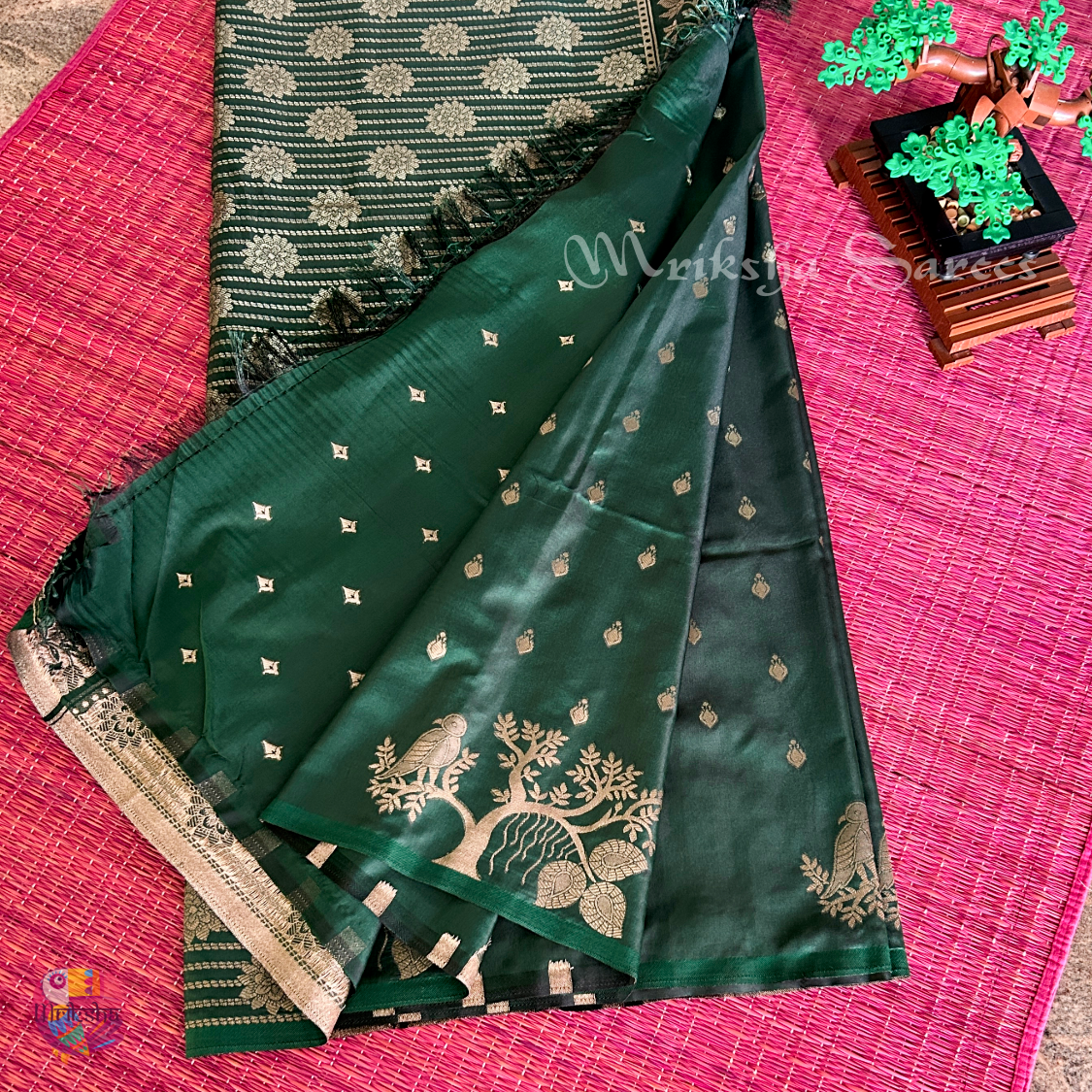 Banarasi Zari Embroidery Soft Silk Saree – Floral & Bird Motif Collection (Green, Red, Teal Variants)