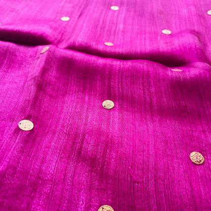 Magenta Matka Silk Saree with Muslin Silk Pallu | Mriksha Sarees