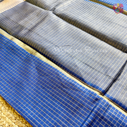 Fancy Cotton Saree with Checks & Zari Border | Lightweight Saree with Running Blouse – 8 Colors | Threads & Twirls