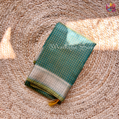 Fancy Cotton Saree with Checks & Zari Border | Lightweight Saree with Running Blouse – 8 Colors | Threads & Twirls