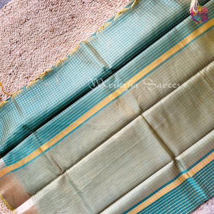 Fancy Cotton Saree with Checks & Zari Border | Lightweight Saree with Running Blouse – 8 Colors | Threads & Twirls