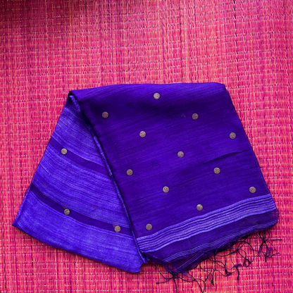 Royal Blue Matka Silk Saree with Muslin Silk Pallu | Mriksha Sarees