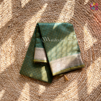 Fancy Cotton Saree with Checks & Zari Border | Lightweight Saree with Running Blouse – 8 Colors | Threads & Twirls
