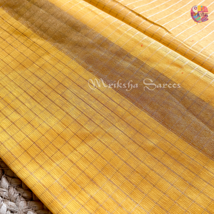 Fancy Cotton Saree with Checks & Zari Border | Lightweight Saree with Running Blouse – 8 Colors | Threads & Twirls